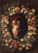 Jacob Jordaens Madonna and  Child Wreathed wih Flowers oil